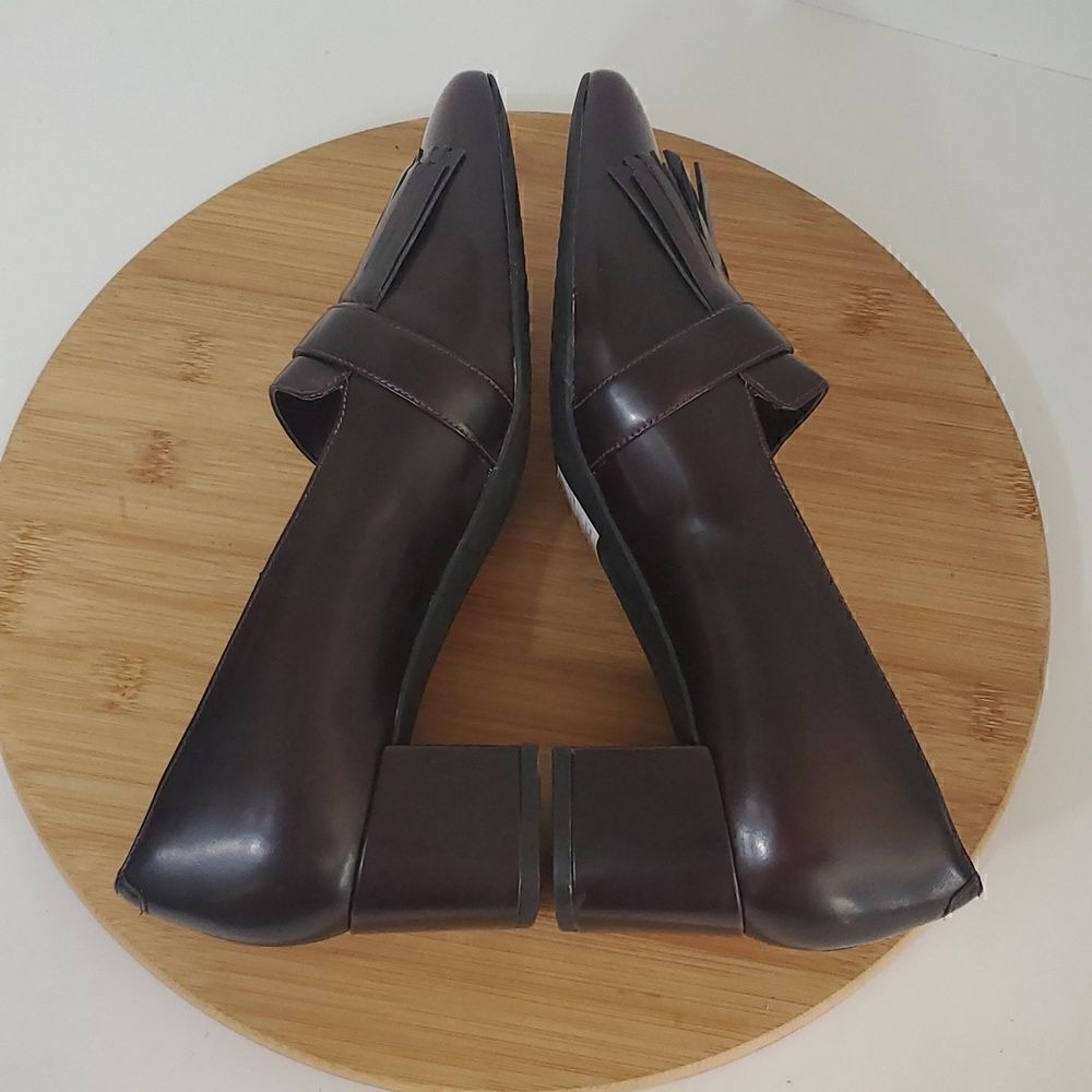 Clarks Artesian Tealia Maye Block Heel Aubergine Patent Leather Heel Pump 9M - Picture 11 of 15